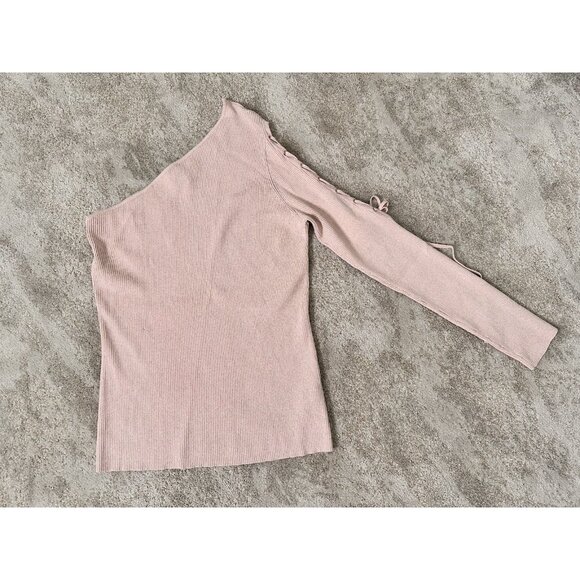 Scripted Women's Asymmetrical Long Sleeves One Shoulder Pink Top Size L NWT - Picture 1 of 5